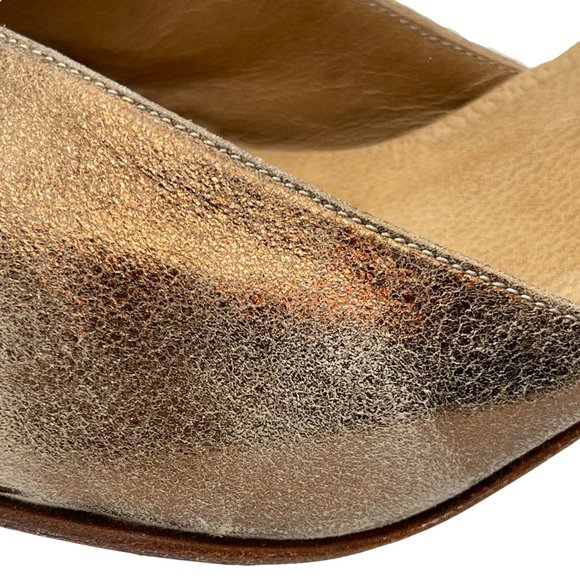 COMME IL FAUT METALLIC GOLD PRINTED SUEDE CRISSCROSS OPENBACK TANGO SANDALS SZ 8 - Picture 8 of 12